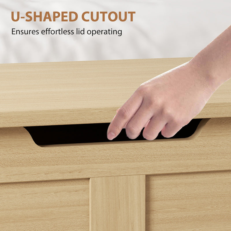 100L Wooden Storage Chest With Safety Hinges Ideal For Home Organisation, Natural