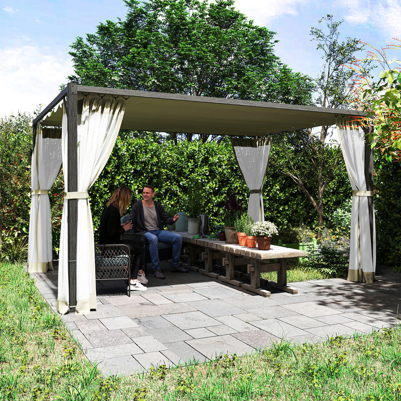 3 x 4m Aluminium Pergola with Retractable Khaki Roof for Garden and Patio by Outsunny