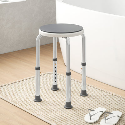 Height Adjustable Swivel Shower Chair With Non Slip Feet For Elderly And Disabled, Grey Homcom