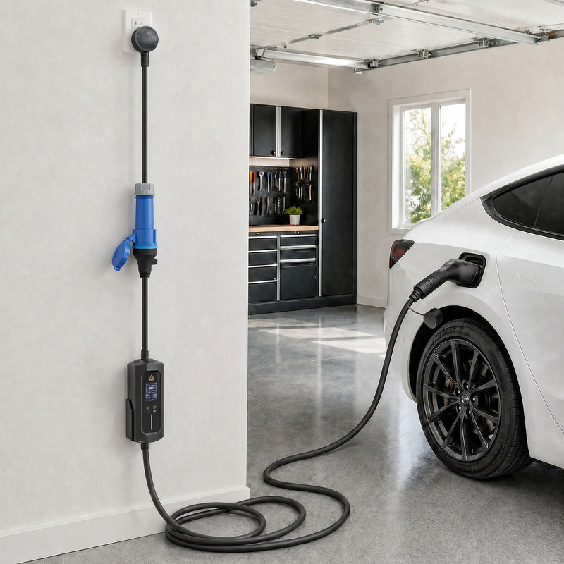 Portable Type 2 EV Charger for Easy Home Car Charging with 10m Cable Black
