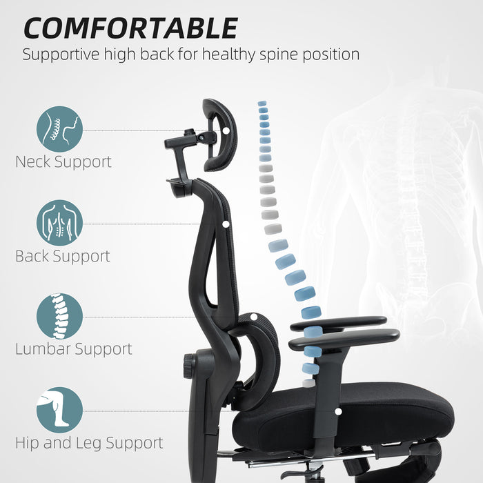 Black Ergonomic Adjustable Swivel Office Chair With Lumbar Support by HOMCOM