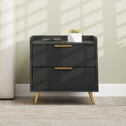 Black 2 Drawer Bedside Table with Gold Legs and Handles by HOMCOM