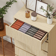 Chest of Drawers with 5 Spacious Handleless Drawers for Bedroom Storage Natural Wood AOSOM