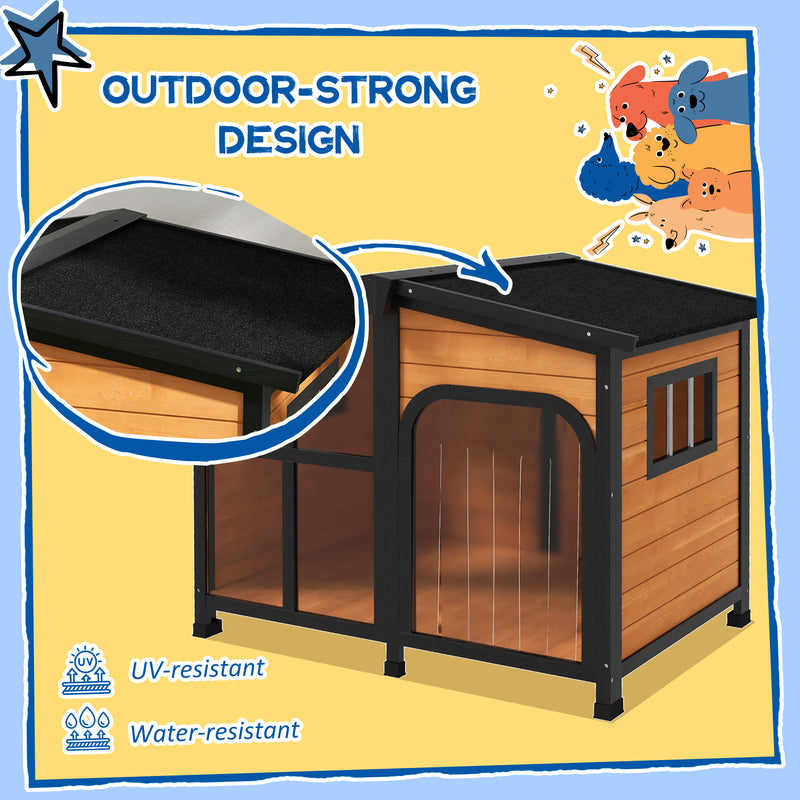 Wooden Dog Kennel with Removable Floor Openable Roof and Large Window Yellow by PawHut