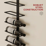 10 Tier Wall Mounted Wine Rack Steel Holds 10 Bottles for Kitchen Dining Room Home Bar Black by HOMCOM
