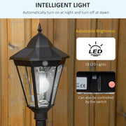 1.9M Black Solar Garden Lamp Post With LED Bulb For Patio Pathway And Walkway Use