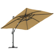 Khaki 3m Cantilever Garden Parasol with Hydraulic Lift for Easy Outdoor Shade