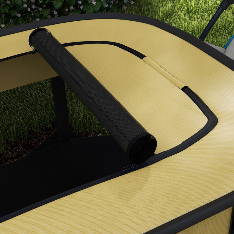 Foldable Portable Dog Playpen with Storage Bag and Ground Stakes for Travel Use Yellow