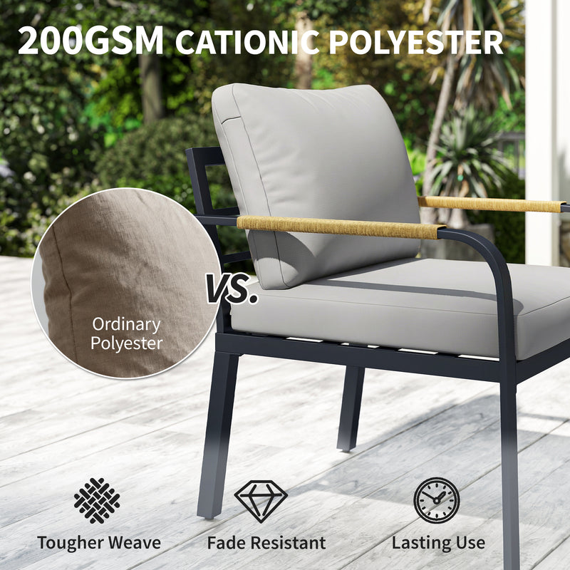 7 Seater Garden Furniture Set with Cushions and Table for Flexible Outdoor Dining Light Grey