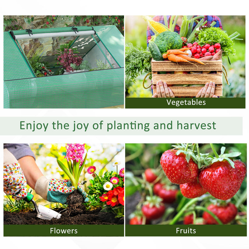 Portable Mini Greenhouse With Zipped Door and Windows For Garden Plants, Dark Green