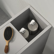 Grey Slimline Bathroom Storage Cabinet with Shelves and Cupboard by kleankin