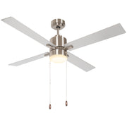 Ceiling Fan with LED Light and Reversible Blades Ideal for Low Ceilings Silver Natural AOSOM