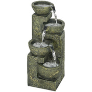 4 Tier Garden Water Fountain Feature with Stone Effect Bowls and Adjustable Water Flow