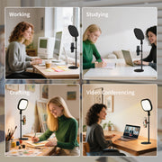Black Dimmable Selfie Desk Lamp With Phone Holder For Video Calls And Home Office AOSOM