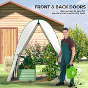 Walk In Tunnel Greenhouse With Screen Windows And Sandbags For Garden Growing White AOSOM