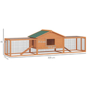 Wooden Guinea Pig Hutch with Ramp Two-Level Shelter for Outdoor Use Golden Red AOSOM
