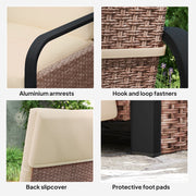 Brown Rattan Garden Recliner Chair With Cushion Side Tray And Footrest by Outsunny