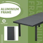 Charcoal Grey 6 to 8 Seater Aluminium Rectangular Garden Table Extending Patio Dining Furniture