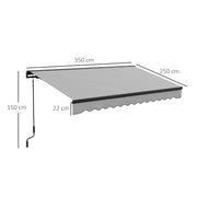 Light Grey 2.5 x 3.5m Electric Garden Awning With Remote and Durable Aluminium Frame
