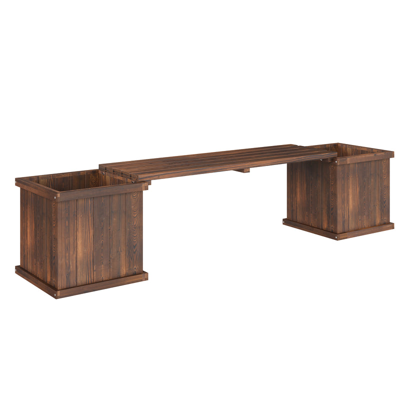 Wooden Raised Garden Planter Bench for Easy Plant Care and Outdoor Seating Carbonised Finish