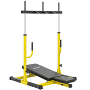 Vertical Leg Press Machine with Adjustable Positions for Strength Training Yellow AOSOM