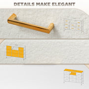 Cream White Boucle Chest of Drawers 8 Drawer Fabric Dresser With USB Charging by HOMCOM