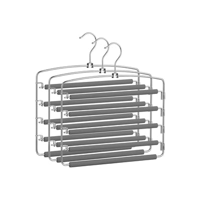 Multi Bar Trouser Hanger Space Saving Wardrobe Organiser for Clothes Storage by Songmics