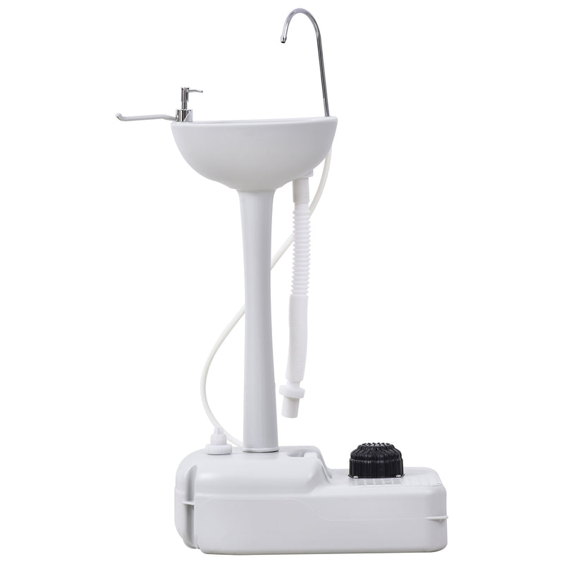 Portable Outdoor Handwashing Sink with 17L Tank and Wheels for Campsites and Gardens Light Grey