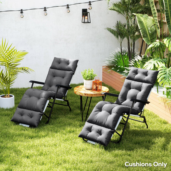 Dark Grey Sun Lounger Cushions Set of 2 190x56x10cm Thick UPF20+ Fabric by Outsunny