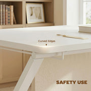 Folding Study Desk with Shelf for Small Spaces and Easy Storage White AOSOM