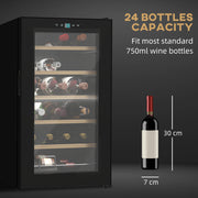 24 Bottle Wine Fridge with Digital Controls and Glass Door for Home Bar Use Black
