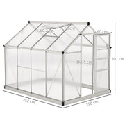 6 x 8ft Walk In Greenhouse With Sliding Door For Growing Plants Outdoors Clear AOSOM