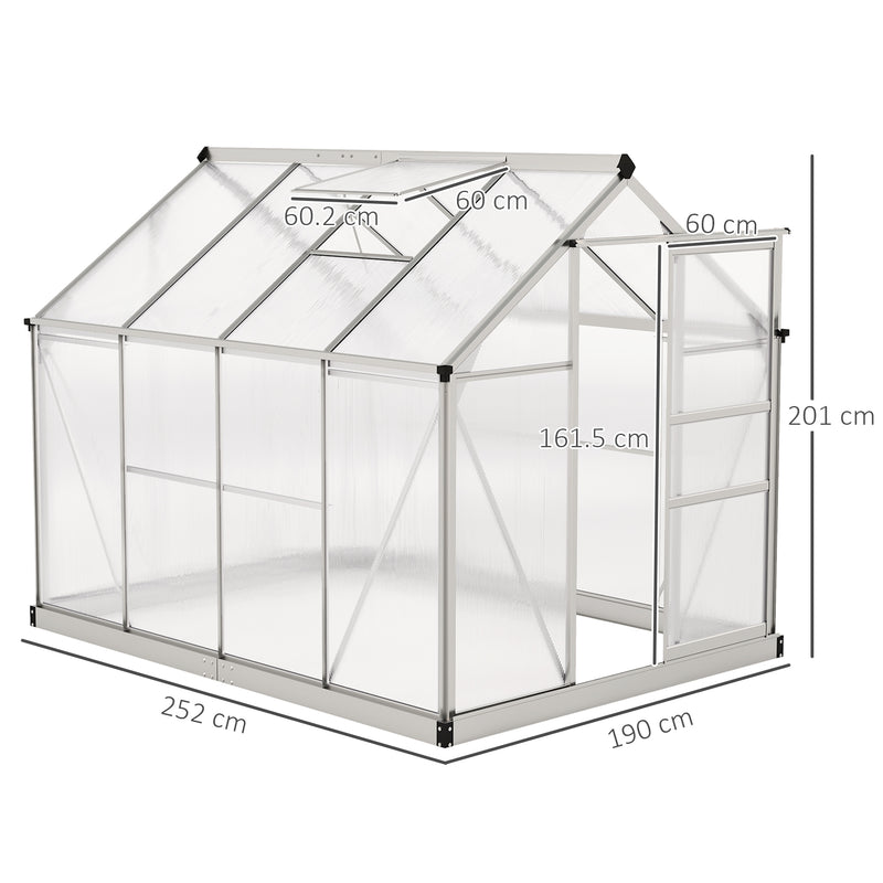 6 x 8ft Walk In Greenhouse With Sliding Door For Growing Plants Outdoors Clear AOSOM
