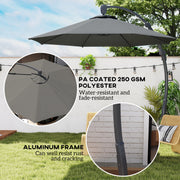 Premium Grey 3m Cantilever Parasol with Crank Handle and 360° Rotation for Garden Patio by Outsunny