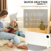 2000W Electric Convector Heater With Thermostat And Timer For Home Or Office Use White