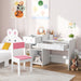 White Rabbit Themed Kids Desk and Chair Set with Storage for Ages 3-6 by AIYAPLAY