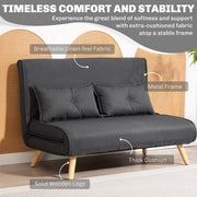 Two Seater Linen Look Sofa Bed Converts to Guest Bed Ideal for Small Spaces Charcoal Grey