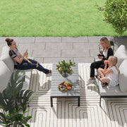Grey Four Piece Garden Corner Sofa Set with Loveseats and Coffee Tables by Outsunny