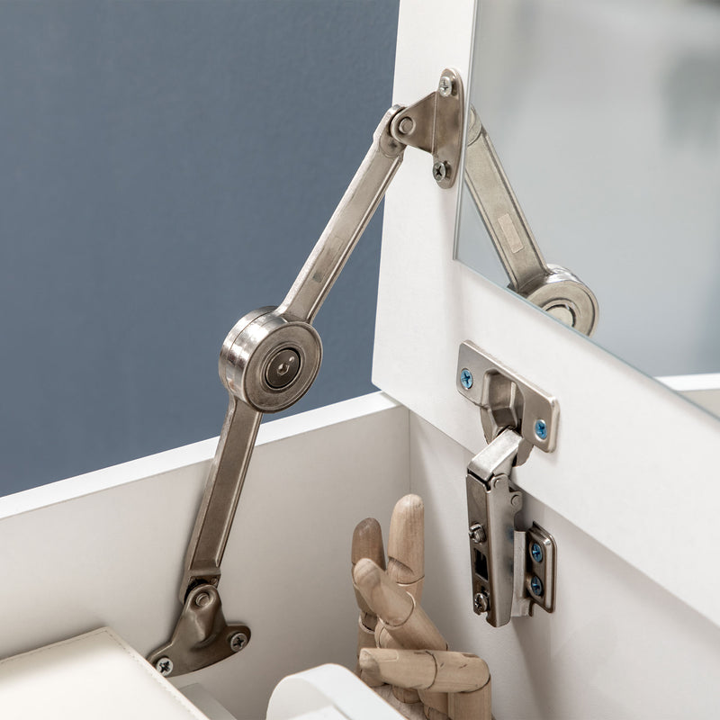Dressing Table with Flip Up Mirror Drawer and Storage Stool for Bedroom or Lounge White