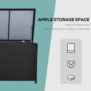 Dark Brown Rattan Garden Storage Box 284L With Gas Lift Lid For Tools And Accessories