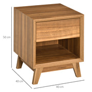 Set of 2 Bedside Tables with Drawer and Shelf Ideal for Bedroom or Lounge Walnut Brown