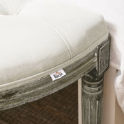Cream Half Moon Ottoman Bench With Tufted Seat and Light Wood Legs For Bedroom or Hallway