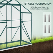 Walk In Polycarbonate Greenhouse With Sliding Door Rain Gutter And Base Frame Green