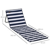 Folding Beach Loungers with Adjustable Backrest and Carry Bag for Outdoor Comfort Blue Outsunny