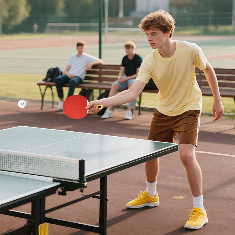 Table Tennis Set for Home or Office with 4 Rackets 8 Balls and Carry Case Black and Red