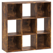 3 Tier 9 Cube Storage Unit With Cupboard Ideal For Home Office Organisation Rustic Brown