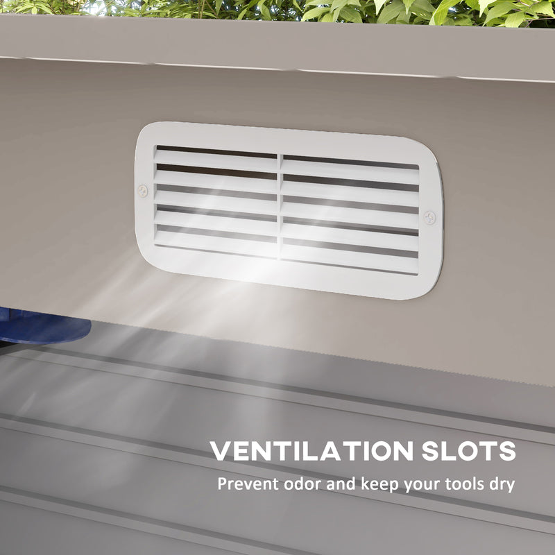 Grey Galvanised Steel Garden Shed with Latched Door and Lock, 3.7 x 7.9ft, Outsunny