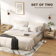 Floating Bedside Tables Set of 2 with Drawer and Shelf for Space Saving Storage Natural Wood AOSOM
