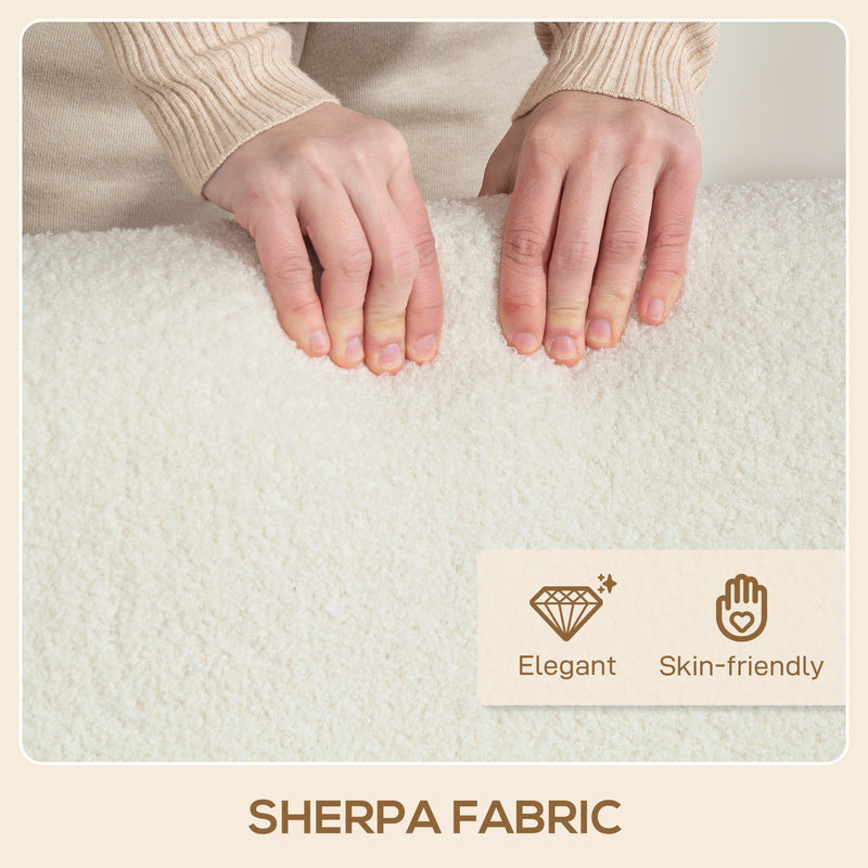 Cream White 2 Seater Sofa Settee with Soft Sherpa Fabric Upholstery by Homcom