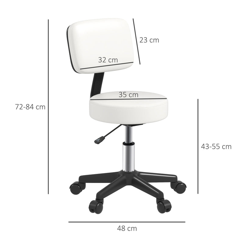 Swivel Salon Chair with Adjustable Height and Cushioned Seat for Hairdressers, White